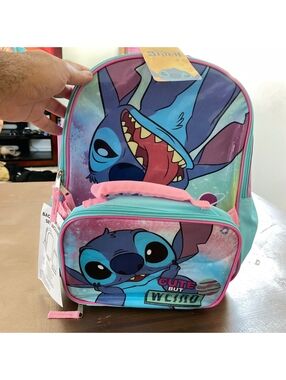 Disney Stitch Kids Backpack and Insulated Lunch Bag Set - 'C